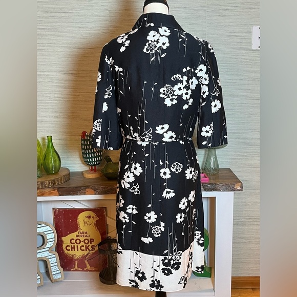 Talbots 2 Piece Fit & Flare Dress Blazer Jacket B&W Floral Petite Women Size 12P - Picture 4 of 10
